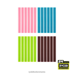 RYOBI 24 buc. bețișoare de lipici de culoare de dimensiune completă accesorii A68ND741