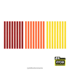 RYOBI 24 buc. mini batoane de lipici de culoare caldă accesorii A68ND747