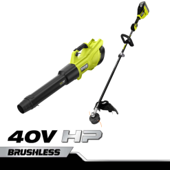 RYOBI 40v hp brushless 600 cfm series suflante și kit combinat de tuns șir din fibră de carbon 15 în aer liber A68ND418