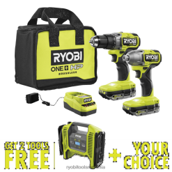 RYOBI Kit combinat 18v one+ 2 instrumente cu 18v one+ umflator/deflator cu două funcții gratuite și instrument gratuit la alegere Unelte electrice A68ND866