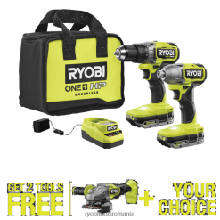 RYOBI Kit combinat 18v one+ hp fără perii cu 2 scule cu 18v one+ hp fără perii 4-1/2 polizor unghiular/uneltă de tăiere și unealtă gratuită la alegere Unelte electrice A68ND16