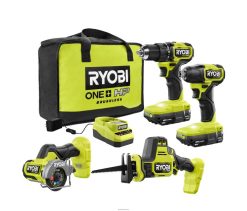 RYOBI Kit combinat compact fără perii de 18 V cu 4 scule Unelte electrice A68ND869