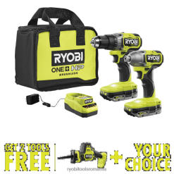 RYOBI Kit combinat cu 2 unelte fără perii de 18v one+ hp cu ferăstrău alternativ cu o singură mână compact fără perii de 18v one+ hp și unealta de selectare gratuită la alegere Unelte electrice A68ND9
