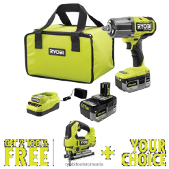 RYOBI Kit de cheie cu impact one+ hp 18v fără perii cu 4 moduri 1/2 cuplu mare cu ferăstrău alternativ fără perii de 18v one+ hp și unealtă gratuită la alegere Unelte electrice A68ND7