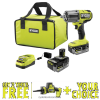 RYOBI Kit de cheie cu impact one+ hp 18v fără perii cu 4 moduri și 1/2 cuplu mare cu ferăstrău alternativ cu o singură mână compact fără perii one+ hp de 18v și unealta de selectare gratuită la aleger