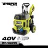 RYOBI Mașină de spălat cu presiune 40v hp fără perii serie whisper 2000 psi în aer liber A68ND372