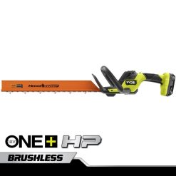RYOBI Mașină de tuns gard viu 18v one+ hp fără perii 22 cu baterie de 2 Ah și încărcător în aer liber A68ND334